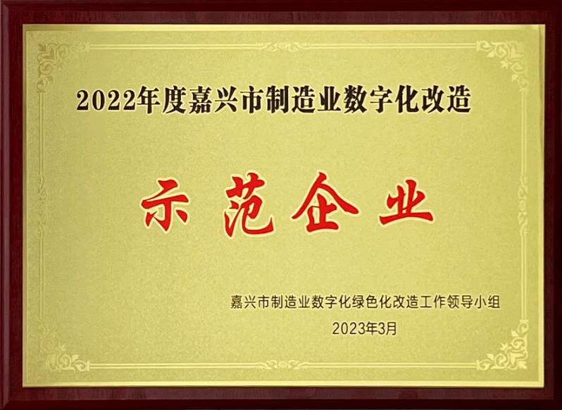 2022年度嘉興市制造業(yè)數(shù)字化改造示范企業(yè)（獎(jiǎng)牌）